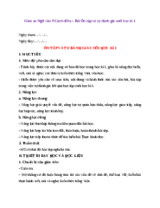 Giáo án Ôn tập và tự đánh giá cuối học kì 1 (2024) Ngữ Văn 9 Cánh diều