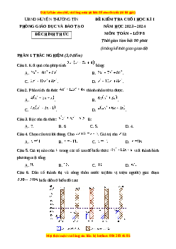 Đề thi cuối kì 1 Toán 8 Kết nối tri thức Phòng GD&ĐT Huyện Thường Tín-Hà Nội