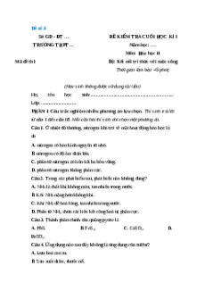 Đề thi Cuối kì 1 Hóa học 11 Kết nối tri thức cấu trúc mới 2025 (Đề 3)