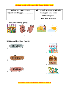 Đề thi cuối kì 2 Tiếng Anh lớp 4 Global success (Đề 4)