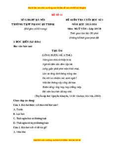 Đề thi cuối kì 1 Ngữ Văn 10 Cánh diều (Đề 11)