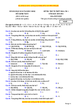 Đề thi thử tốt nghiệp Hóa học Sở GDĐT Bắc Ninh lần 2 năm 2024