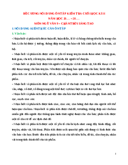 Đề cương ôn tập Cuối kì 2 Ngữ văn 9 Chân trời sáng tạo