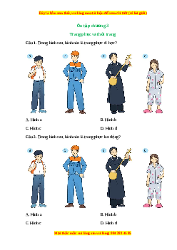 Trắc nghiệm Ôn tập chương 3: Trang phục và thời trang Công nghệ 6 Kết nối tri thức