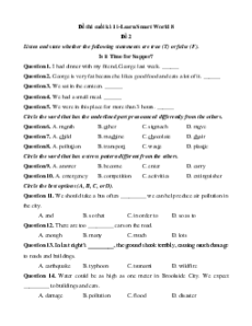 Đề thi cuối kì 1 Tiếng Anh 8 ilearn smart world (Đề 2 kèm file nghe)