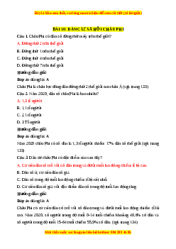 Trắc nghiệm Địa lí 7 Bài 10 Chân trời sáng tạo: Dân cư, xã hội châu Phi