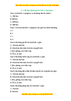 Trắc nghiệm Sử dụng kính hiển vi quang học KHTN 6 Kết nối tri thức