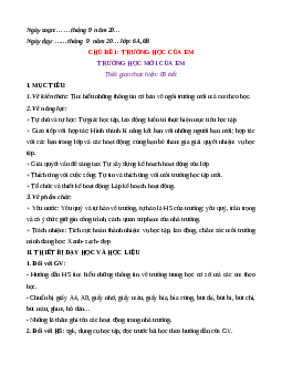 Giáo án Chủ đề 1. Trường học của em