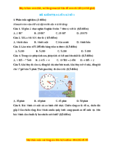 Đề thi giữa kì 2 Toán lớp 3 Chân trời sáng tạo (Đề 1)