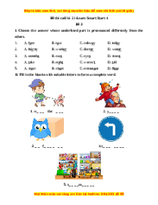 Đề thi cuối kì 2 Tiếng Anh lớp 4 i-Learn Smart Start (Đề 3)