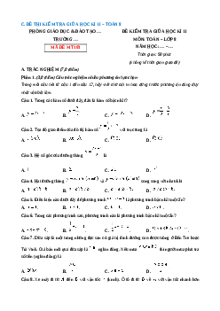 Đề thi giữa kì 2 Toán 8 Chân trời sáng Cấu trúc mới - Đề 3