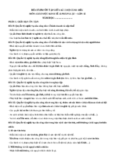 Đề cương ôn tập giữa học kì 2 Kinh tế pháp luật 12 Cánh diều