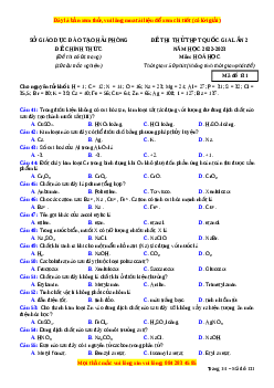 Đề thi thử Hóa học Sở Hải Phòng lần 2 năm 2023