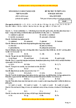 Đề thi thử tốt nghiệp Hóa học trường THPT Kim Liên - Hà Nội lần 1 năm 2024