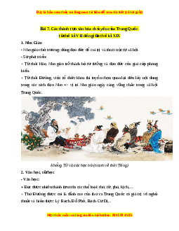 Lý thuyết Lịch sử 7 Chân trời sáng tạo Bài 7: Các thành tựu văn hóa chủ yếu của Trung Quốc từ thế kỉ VII đến giữa thế kỉ XIX