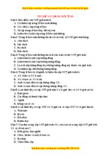 Trắc nghiệm Cơ chế xác định giới tính Sinh học 9