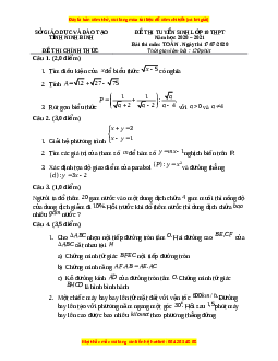 Đề thi vào 10 môn Toán tỉnh Ninh Bình (Hệ không chuyên) năm 2021