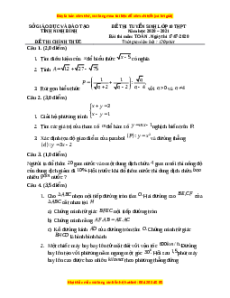 Đề thi vào 10 môn Toán tỉnh Ninh Bình (Hệ không chuyên) năm 2021