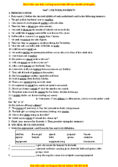 Bài tập Unit 7: Cultural Diversity Tiếng Anh 10 cơ bản - nâng cao