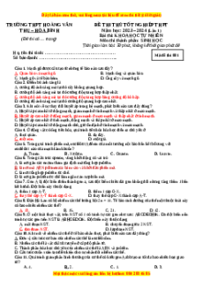 Đề thi thử tốt nghiệp Sinh học trường THPT Hoàng Văn Thụ - Hòa Bình lần 1 năm 2024