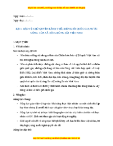 Giáo án GDQP 11 Bài 1 (Kết nối tri thức): Bảo vệ chủ quyền lãnh thổ, biên giới quốc gia nước Cộng hòa xã hội chủ nghĩa Việt Nam