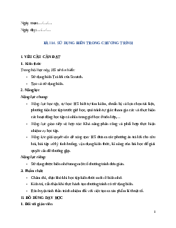 Giáo án Bài 14: Sử dụng biến trong chương trình Tin học lớp 5 Kết nối tri thức