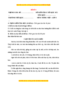 Đề thi cuối kì 2 Tiếng Việt lớp 3 Kết nối tri thức (Đề 9)