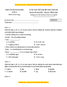 Đề thi thử tốt nghiệp Tiếng Anh trường THPT Chuyên Thái Bình lần 1 năm 2024