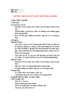 Giáo án Chủ đề 4: Tham gia tổ chức cuộc sống gia đình HĐTN 11 Chân trời sáng tạo