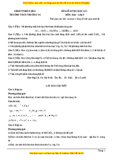 Đề thi cuối kì 1 Hóa học 9 trường THCS Trường Sa