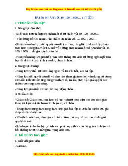 Giáo án Nhân với 10, 100, 1 000,… Toán lớp 4 Cánh diều