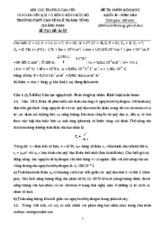 Đề thi HSG Hóa học 10 Trường THPT Chuyên Lê Thánh Tông - Quảng Nam