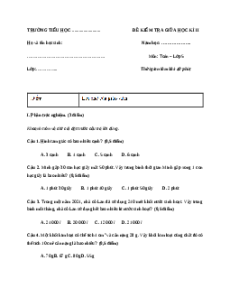 Đề thi Giữa kì 2 Toán lớp 5 Cánh diều (Đề 4)