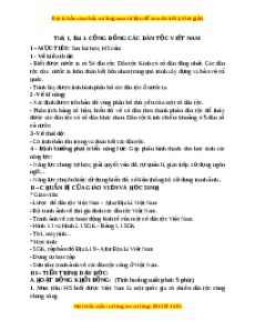 Giáo án Bài 1 Địa lí 9: Cộng đồng các dân tộc Việt Nam