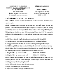 Đề thi Sinh học ĐGNL Đại học Sư phạm Hà Nội năm 2025