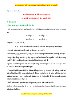 Lý thuyết Bài tập cuối chương 2 Toán 10 Cánh diều