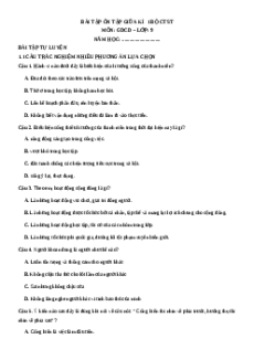 Bài tập ôn tập Giữa kì 1 GDCD 9 Chân trời sáng tạo cấu trúc mới