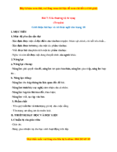 Giáo án Yêu thương và hi vọng (Truyện) 2024 Chân trời sáng tạo