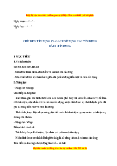 Giáo án Bài 8 KTPL 10 Cánh diều: Tín dụng