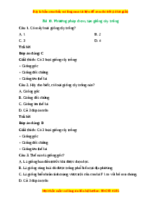 Trắc nghiệm Bài 10: Phương pháp chọn, tạo giống cây trồng Công nghệ 10 Cánh diều