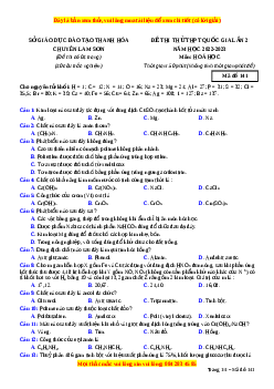 Đề thi thử Hóa Học trường Chuyên Lam Sơn lần 2 năm 2023