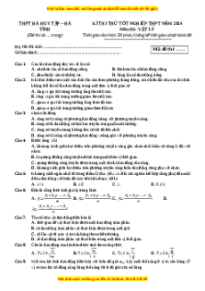 Đề thi thử tốt nghiệp Vật lí trường THPT Hà Huy Tập - Hà Tĩnh năm 2024