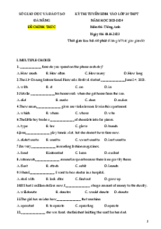 Đề thi vào 10 Tiếng Anh Thành phố Đà Nẵng năm 2023-2024