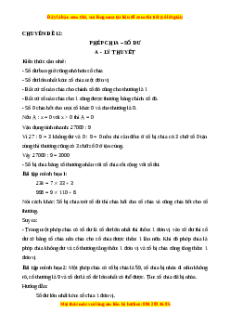 Chuyên đề Phép chia, số dư lớp 4 (có lời giải)