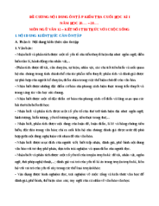 Đề cương ôn tập Cuối kì 1 Ngữ văn 12 Kết nối tri thức