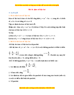 Lý thuyết Toán 10 Kết nối tri thức Bài 16: Hàm số bậc hai
