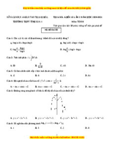 Đề thi thử Toán trường Tĩnh Gia 1 năm 2021