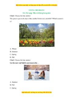 Trắc nghiệm Unit 4: Holidays Tiếng Anh 6 Right on