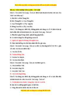 Trắc nghiệm Bài 12 Lịch sử 10 Cánh diều: Văn minh Văn Lang - Âu Lạc