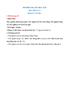 Bộ 6 đề thi giữa kì 2 Hóa học 12 Cánh diều có đáp án